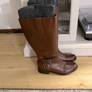 CLARKS Plaza Steer Brown Strappy Leather Riding boots Size 9